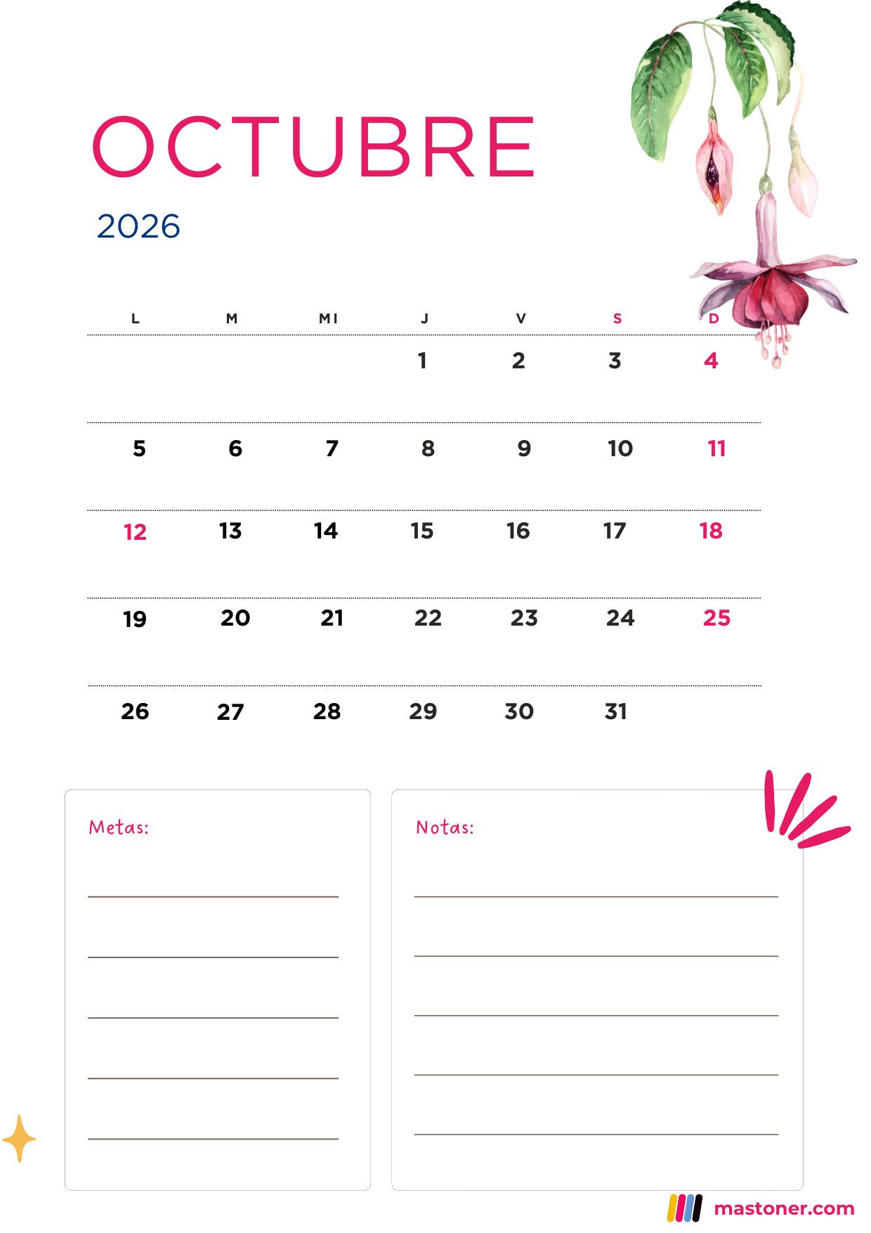 Calendario 2026 Para Imprimir Gratis Calendario 2026 Para Imprimir Gratis