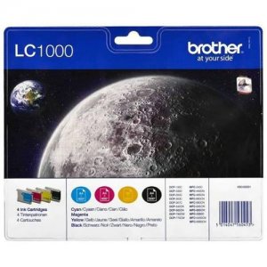 (imagen para) Pack 4 Tintas Brother LC1000 Negro/Cian/Magenta Y Amarillo