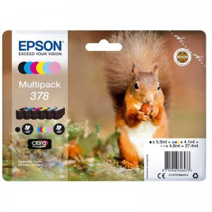 (imagen para) Pack Tintas Epson 378 Ardilla 6 Colores C13T378840